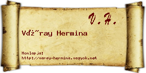 Váray Hermina névjegykártya